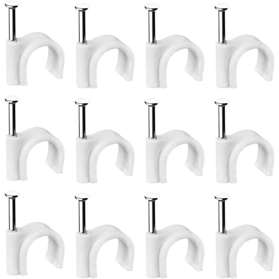 400 pcs Steel Cable Clips Wall Mounted - Various  - Strong - Durable - White - ROund - 400 6Mm - Cable Management