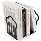 Pair Of Heavy Duty Metal Bookends - Unique Design - For Kitchen, Home, School, Office, Library - Black