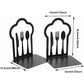 Pair Of Heavy Duty Metal Bookends - Unique Design - For Kitchen, Home, School, Office, Library - Black