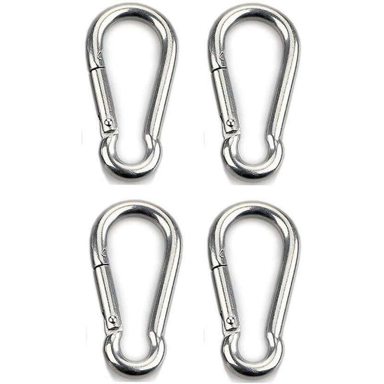4 pcs Heavy Duty Carabiner Hooks For Sports, Locking Dogs, Hammock Swing, 304 Stainless Steel, 8Mm Thickness
