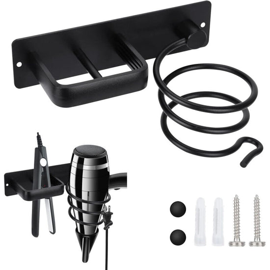 Hair Dryer Holder And Straightener Stand, Hair Dryer Holder With Cable Management, Wall Mounted Hair Dryer Organizer