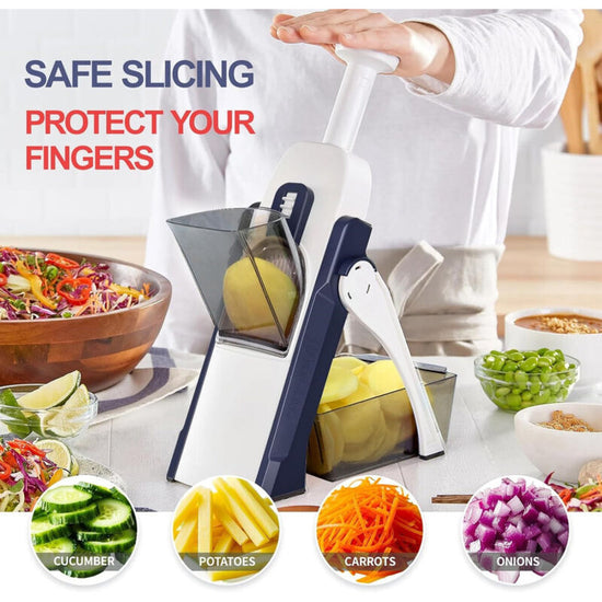 Kitchen Mandoline Safety Slicer Manual Multifunction All Vegetable Cutter Stainless Steel Blade, Julienne, Cubes, Fcoupe