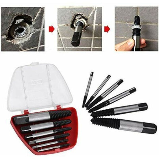 6 pcs Steel Broken Screw Extractors, Studs, DAmaged Broken Bolts 4Mm-22Mm