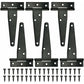 6 pcs Black T-Hinge Barn Door Hinge 4 Inch Exterior T-Hinges With 36 Screws Iron Door Hinges Heavy Duty Hinges For