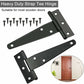 6 pcs Black T-Hinge Barn Door Hinge 4 Inch Exterior T-Hinges With 36 Screws Iron Door Hinges Heavy Duty Hinges For
