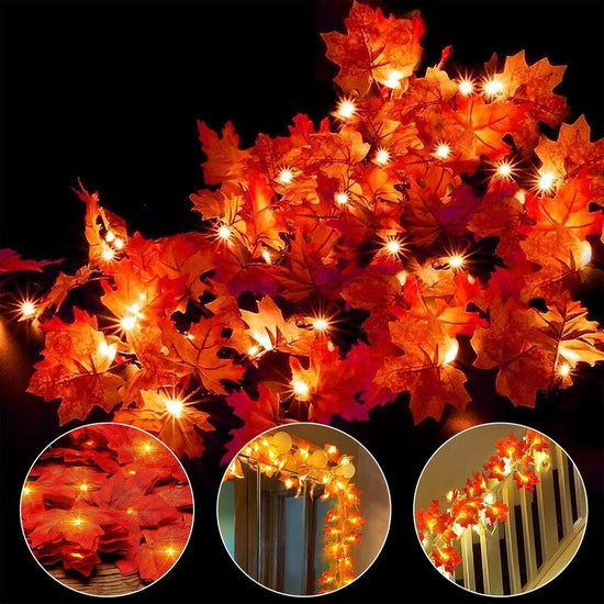 Fall Garland, Fall Decoration, 30 Light Strings, Fall Leaf Garland, Halloween Christmas Decoration, Thanksgiving