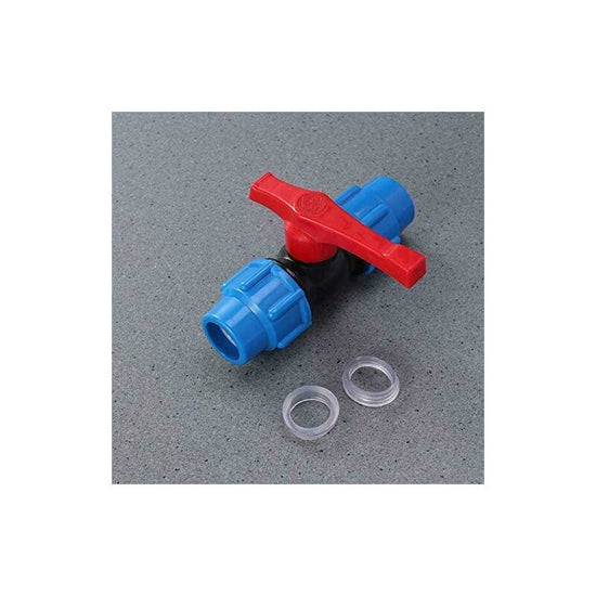 Mdpe Plastic Ball Valve - Compression Pipe Fitting With Inline Ball Valve - For Use With Water Pipe - 32Mm