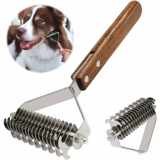 Coat King Rake Pet Undercoat Rake Dog Dematting Comb Pet Grooming Brush Tool Deshedding 17+9 Double Sided Teeth