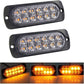 2 pcs 12 LED Amber Strobe Brake Light, 12V 24V LED Light Bar For Offroad Vehicle Car Van Boat Trailer Caravan, 3000K