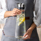 Glass Carafe, 1 Liter Leak Proof Glass Carafe With Stainless Steel Flip Lid For Water, Milk, Juice And Lemonade