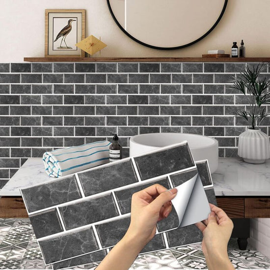 Kitchen Tile Stickers, 12 Pieces Self-Adhesive Tile Sticker Waterproof Pvc Tile Stickers Self-Adhesive Wall Tile