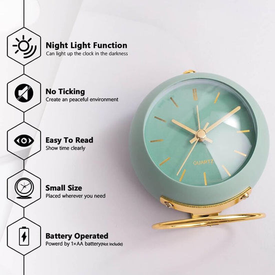 Retro Non-Ticking Analog Alarm Clock With Night Light, Silent, Easy Operation And Loud Alarm, Gift For Mom On Mother&