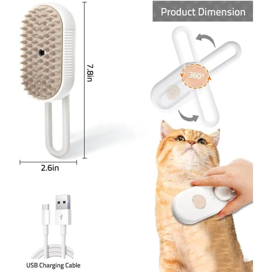 Electric Steam Brush For Dogs And Cats: Coat Care, Detangling, Relaxing Massage, Home Hygiene, Tangle Removal, Home