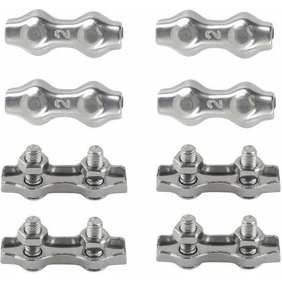 M2 Duplex Cable Clips 304 Stainless Steel Duplex Cable Clips For Wire ROpe Clotheslines Sun Sails Hanging Patio Fixed 8