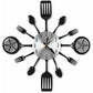 16" Large Kitchen Wall Clocks With Spoons And Forks, Great Home Decor And Nice Gifts, Black