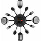 16" Large Kitchen Wall Clocks With Spoons And Forks, Great Home Decor And Nice Gifts, Black