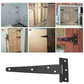 6 Pack T-Shaped Hinges For Garden Shed - 10Cm - Heavy Duty - Forged Steel - Rustproof - Black