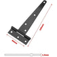 6 Pack T-Shaped Hinges For Garden Shed - 10Cm - Heavy Duty - Forged Steel - Rustproof - Black