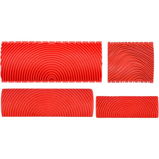 4 Pieces Wood Graining Tool, Wood Effect Grain For Decoration - Red，Rubber Wood Graining Tool Wood Effect Grain For
