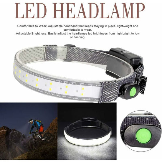 LED Headlamp, 350 Lumens, Waterproof Wide Beam Headlamp With 3 Modes Headband For Outdoor Running Hiking