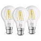 Pack Of 3 Standard LED Filament Bulbs - B22 Base - 6W Equivalent To 60W - Warm White 2700K [Energy Class E]