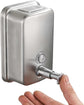 Durable commercial wall-mounted stainless steel soap dispenser with a large capacity for hand soap, rust-resistant design, perfect for bathrooms, hotels, restaurants or homes (brushed silver)