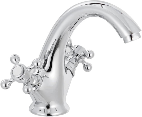 Faucets - Vintage Bathroom Faucets - Basin Faucets - Suitable for vintage bathroom basin faucets, Double handle mixer taps with cross handle, elegant design