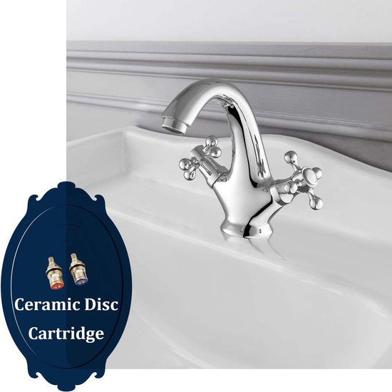 Faucets - Vintage Bathroom Faucets - Basin Faucets - Suitable for vintage bathroom basin faucets, Double handle mixer taps with cross handle, elegant design