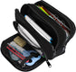 Large black pencil case with 3 compartments for school and office