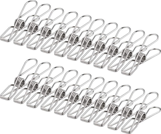 100 Stainless Steel Clothes Pegs, 60mm, Unbreakable Clips, Portable, Rustproof, 6cm Clips