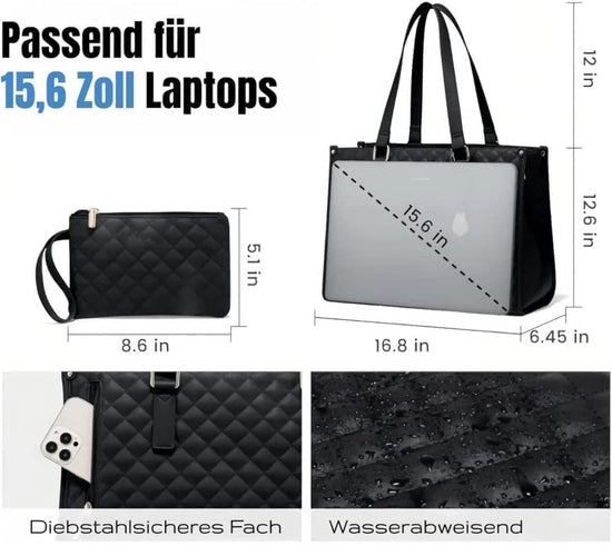 15.6 Inch 2-in-1 Insulated Leak-Proof Cooler Laptop Bag and Handbag, Black