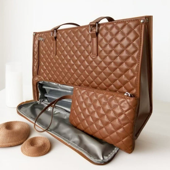15.6 Inch 2-in-1 Insulated Leak-Proof Handbag and Lunch Bag Cooler Laptop Bag for Work, Brown