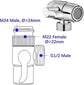 Kitchen Faucet Diverter Valve with Skimmer T-pipe Adapter for Hand Shower, Compatible with M22 M24 G1/2 Connections