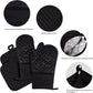 Heat-Resistant Oven Mitts & Grill Gloves, Anti-Slip Kitchen Potholders Up to 300°C for Cooking and Baking, Gray