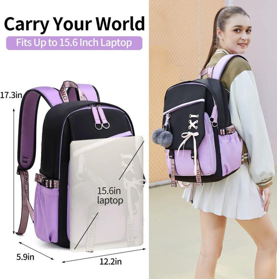 Waterproof Children Backpack for School, Durable Large Capacity Comfortable to Carry, Purple