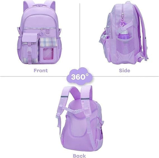 15.6 Inch Cute Kawaii Kids Backpack for Girls with Compartments, Elementary School & Teenage Girls School Bag, Purple