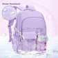 15.6 Inch Cute Kawaii Kids Backpack for Girls with Compartments, Elementary School & Teenage Girls School Bag, Purple