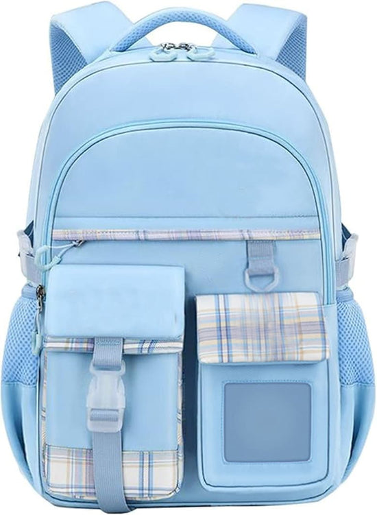 15.6 Inch Cute Kawaii Kids Backpack for Girls with Compartments, Blue, Elementary School & Teenage Girls School Bag