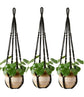 3 pcs Bohemian Plant Hanger for Indoor Plants with Braided Rope Beads and Lace Decoration, 35 Inch, Black