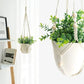 3 pcs Bohemian Plant Hanger for Indoor Plants with Braided Rope Beads and Lace Decoration, 35 Inch, White