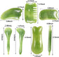 7-piece Gua Sha Set, Resin Facial and Body Massage Tool for Face Legs Back, Green
