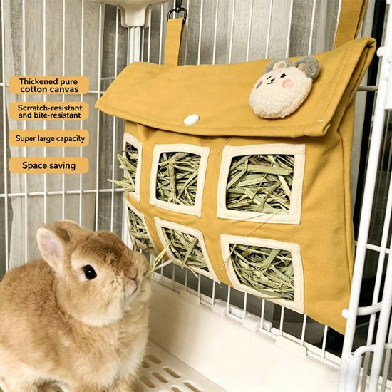 Hanging Hay Bag (Cotton Canvas) Size: 225mm*155mm Color: Yellow for Rabbits/Guinea Pigs (1pc)