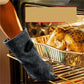 Leather Oven Mitts Heat Resistant up to 500C - Non-Slip Cooking Gloves for Grilling, Baking & Blacksmithing
