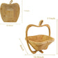 Apple Shaped Collapsible Bamboo Fruit Basket, Foldable Fruit Bowl Holder & Snack Dry Fruit Storage Basket, Decorative Serving Tray for Kitchen, Holiday Party, Christmas & Halloween Home Decor