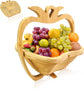 Pineapple Shaped Collapsible Bamboo Fruit Basket, Foldable Fruit Bowl Holder & Snack Dry Fruit Storage Basket, Decorative Serving Tray for Kitchen, Holiday Party, Christmas & Halloween Home Decor