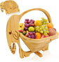 Elephant Shaped Collapsible Bamboo Fruit Basket, Foldable Fruit Bowl Holder & Snack Dry Fruit Storage Basket, Decorative Serving Tray for Kitchen, Holiday Party, Christmas & Halloween Home Decor