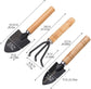 3-Piece Garden Tool Set - Wooden Handle Design - Garden Trowel, Rake and Soil Shovel - For Pots and Plants