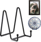 Plate Stand - Plate Rack - Plate Holder - Plate Display - 6 inch - Stand - Holder - Support - Rack - Hanger - Decorative Plates - Plates and Books - Cookbook - For Decorative Plates - Not Easily Deformed - Durable - Black - Metal