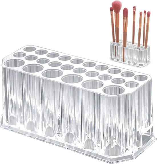 Makeup Brush Holder - Pen Pot - Brush Holder - Cosmetic Storage Box - Makeup Organizer - Makeup Holder - 26 Slot Cosmetic Brush Storage Box - For Brushes, Lipstick, Eyeliner - For Bedroom, Bathroom, Makeup Table, Mirror Cabinet