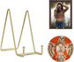 Plate stand - Plate stand - Plate display - Stand - Rack - Hook - Decorative plates - Plates and books - Cookbooks - Suitable for decorative plates - Not easily deformed - Durable - 6 inch - Gold - Metal